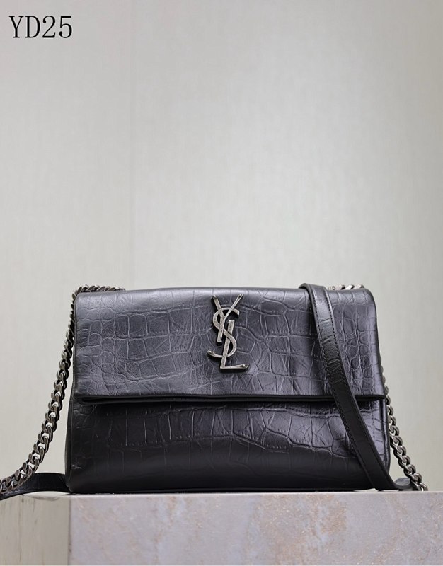 YSL YD25 Crocodile-Embossed Chain Shoulder Bag