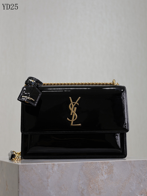 SntLaurent YD25068 Black Leather Flap Bag