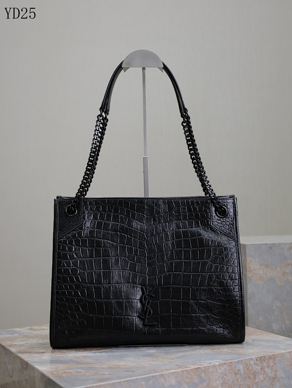 YSL YD25075 Black Leather Tote Bag