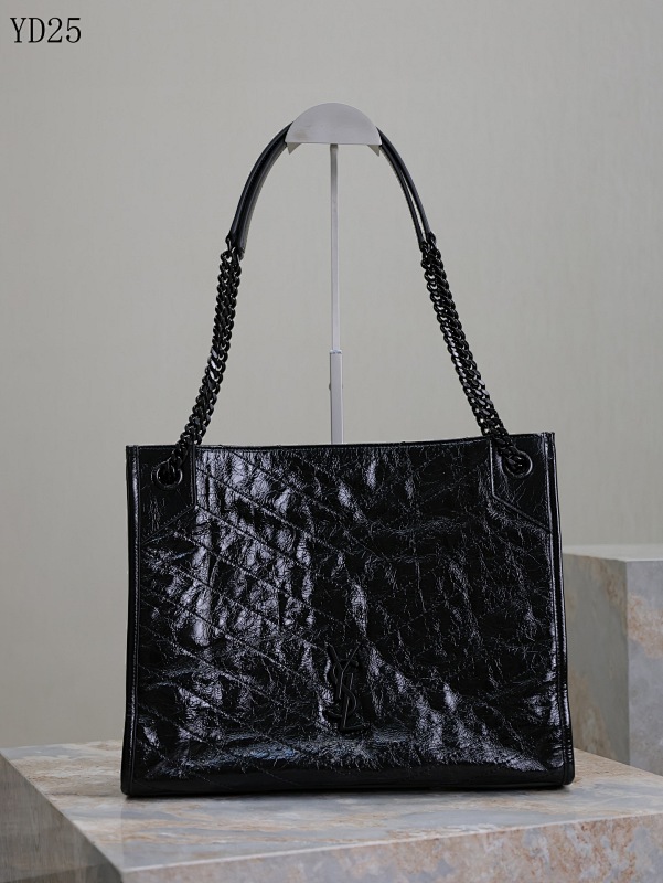 cover-183835397 YSL YD25075 Black Crocodile-Embossed Tote Bag