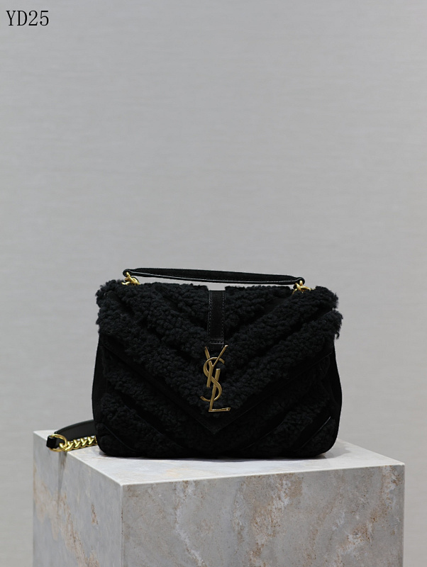 YSL YD25078 Quilted Fuzzy Shoulder Bag
