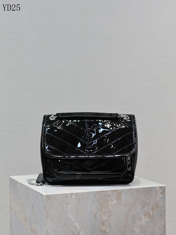 YSL YD25 Quilted Patent Leather Crossbody Bag