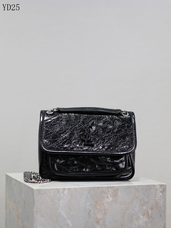 YSL YD25068 Quilted Patent Leather Shoulder Bag