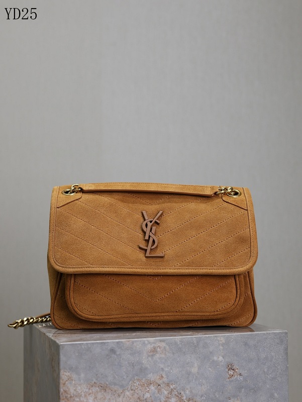 YSL YD25 Quilted Suede Shoulder Bag