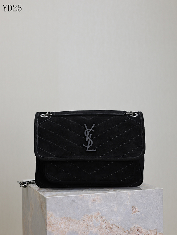 YSL YD25075 Quilted Suede Crossbody Bag