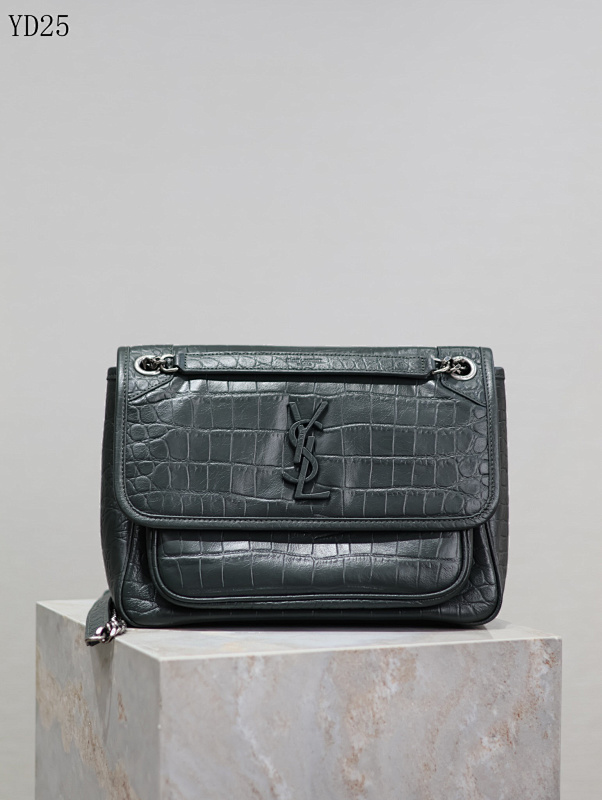 YSL YD25075 Crocodile-Embossed Crossbody Bag