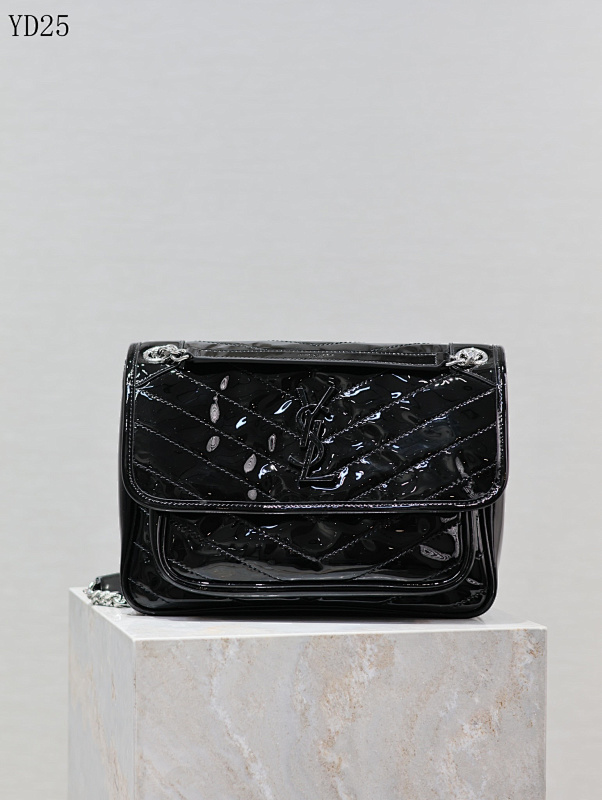YSL YD25075 Quilted Patent Leather Shoulder Bag