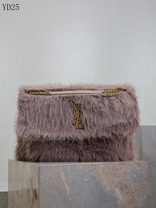 YSL YD25095 Faux Fur Chain Shoulder Bag