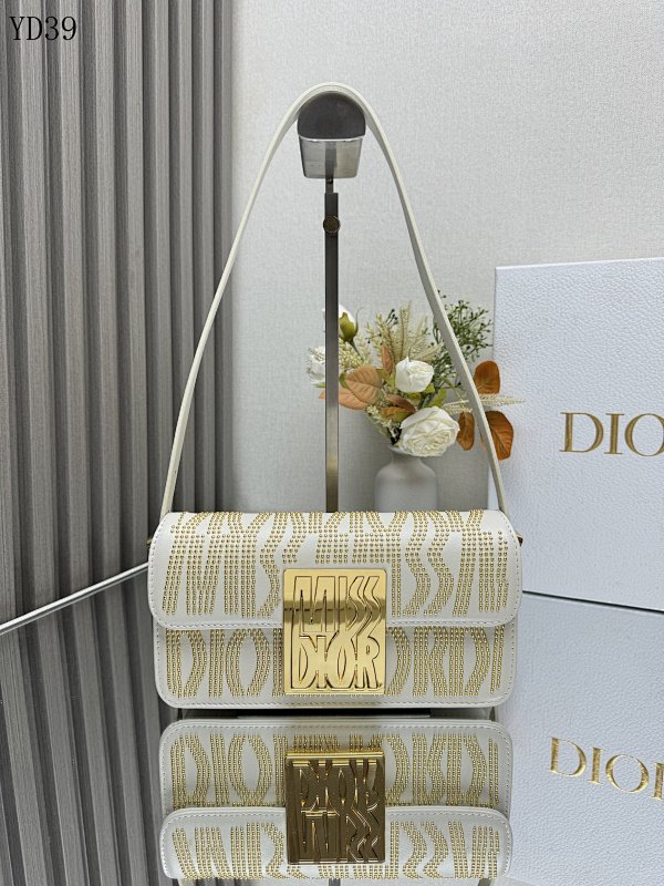 Diiior YD39075 Embellished White Crossbody Bag