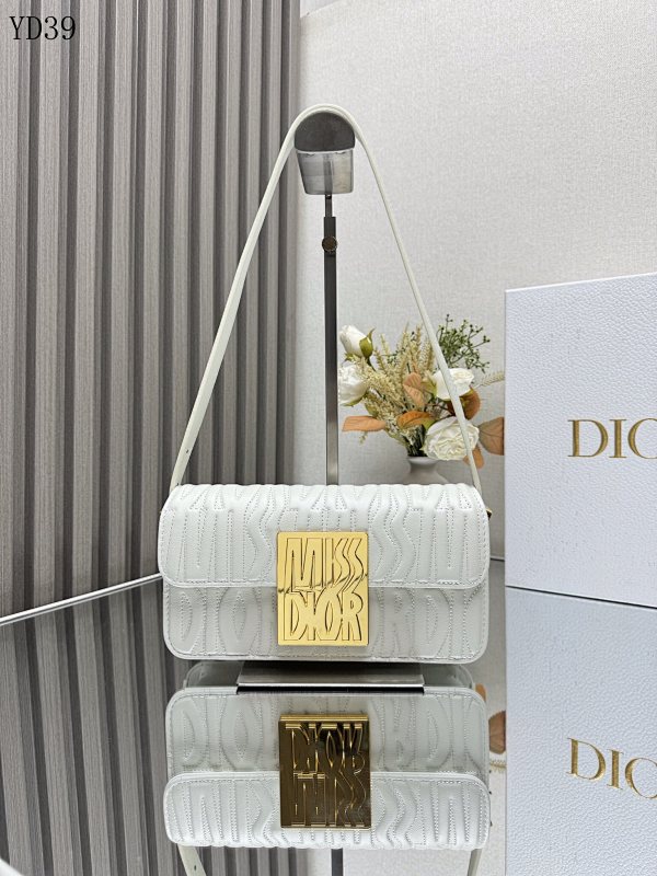 Diiior Miss Diiior Quilted White Leather Shoulder Bag