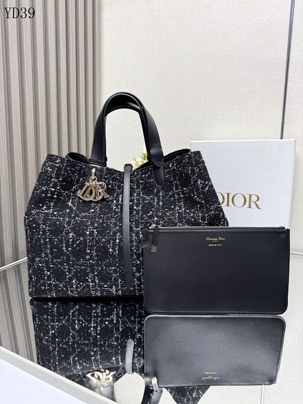 Diiior YD39078 Tote Bag in Black Tweed