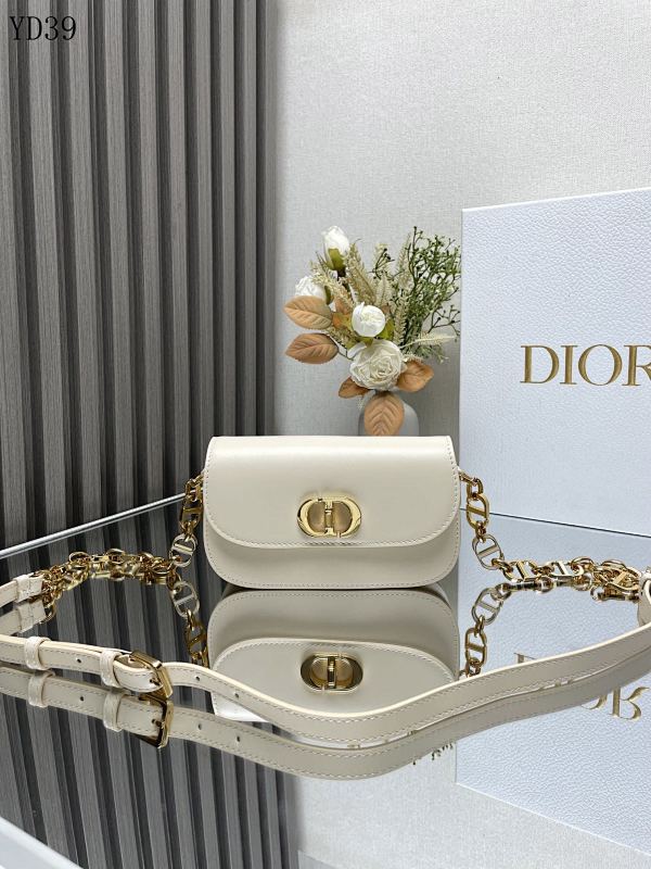 Diiior 9017 30 Montaigne Avenue Mini White Leather Bag