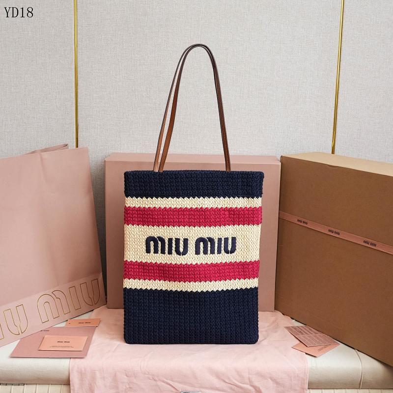MIUMIU YD18063 Striped Woven Tote Bag