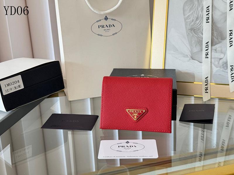 Pr4da 1M0204 Red Saffiano Leather Card Holder