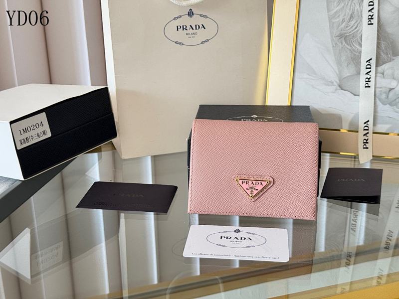 Pr4da 1M0204 Pink Saffiano Leather Card Holder
