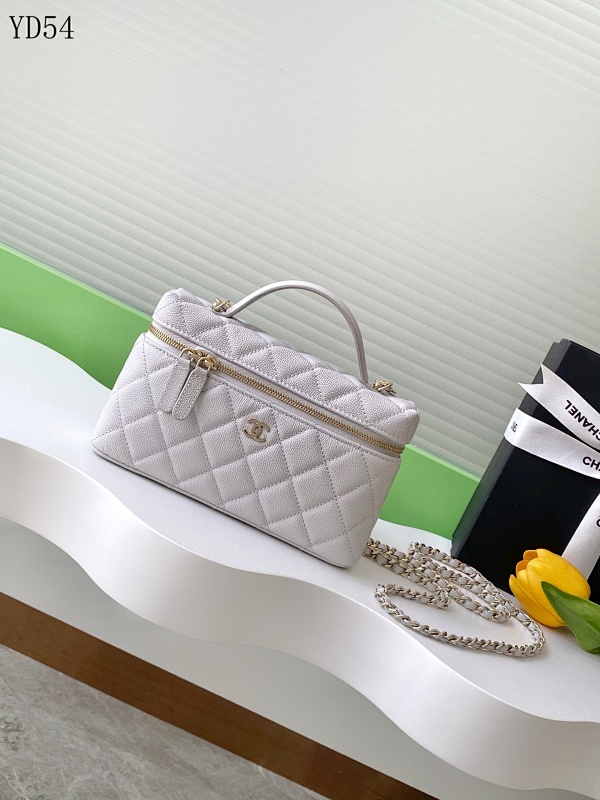 cover-191272839 CHANELL YD54075 Quilted White Caviar Leather Mini Vanity Bag