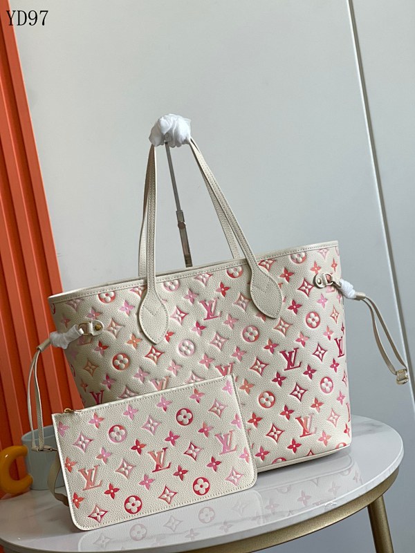 LVutton YD97060 Neverfull Medium Tote in Monogram Empreinte Sunrise Aquarelle
