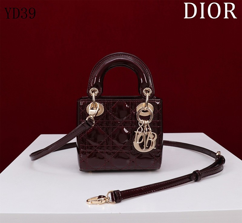 Diiior YD39050 M0856 Mini Quilted Patent Leather Handbag