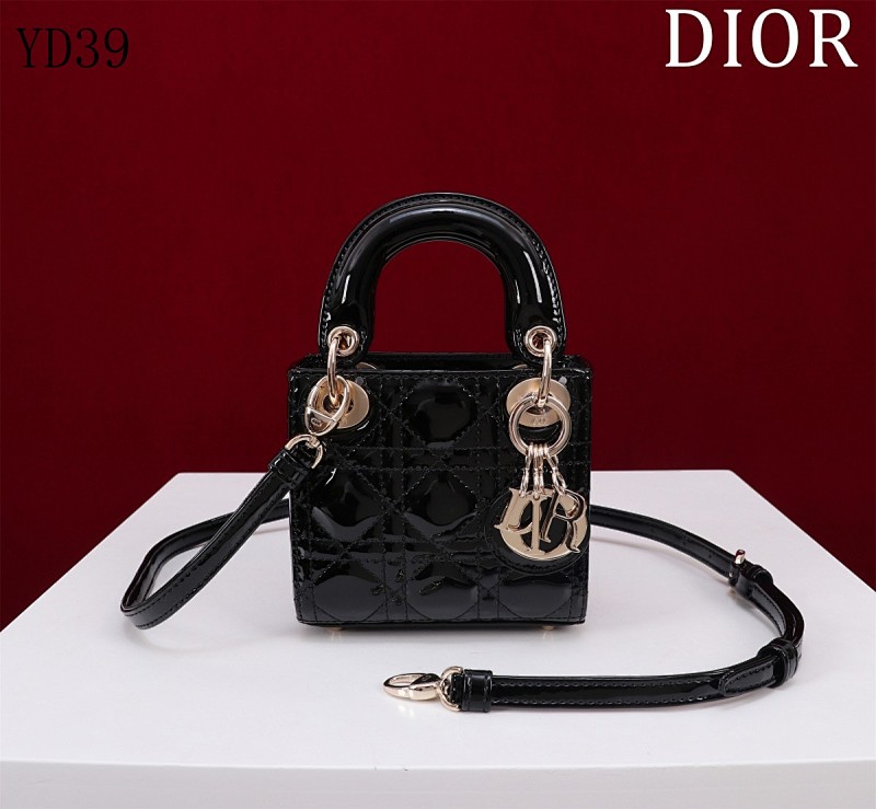 Diiior YD39050 M0856 Mini Black Leather Bag