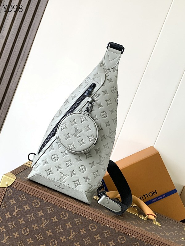 cover-198169505 LVutton M14916 Duo Shoulder Bag in Grey Monogram Embossed Leather