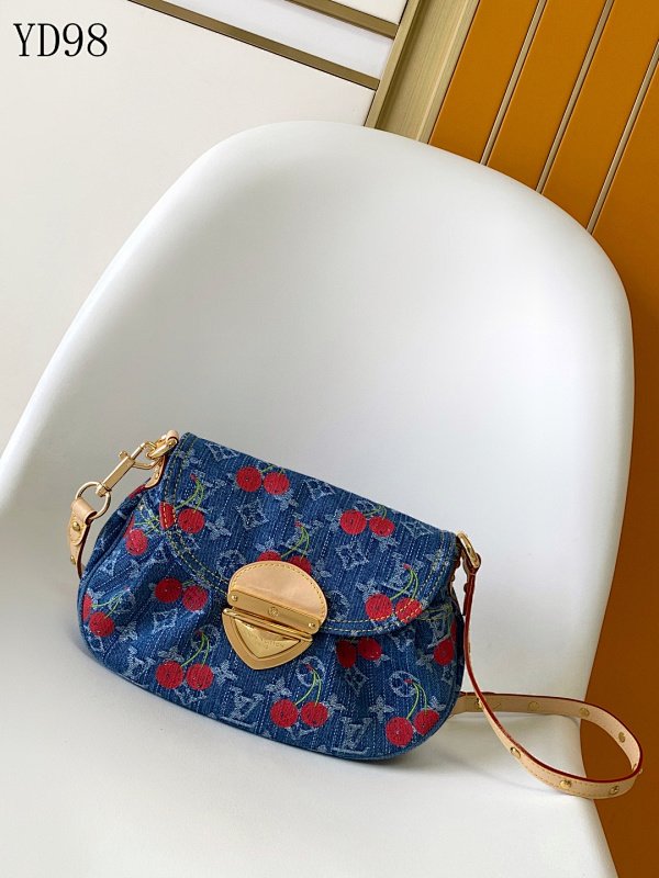 LVutton M13680 Sunset Denim Monogram Cherry Bag