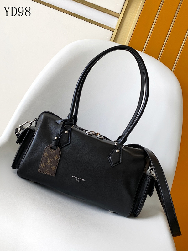 LVutton M12934 Speedy Cargo Black Leather Handbag