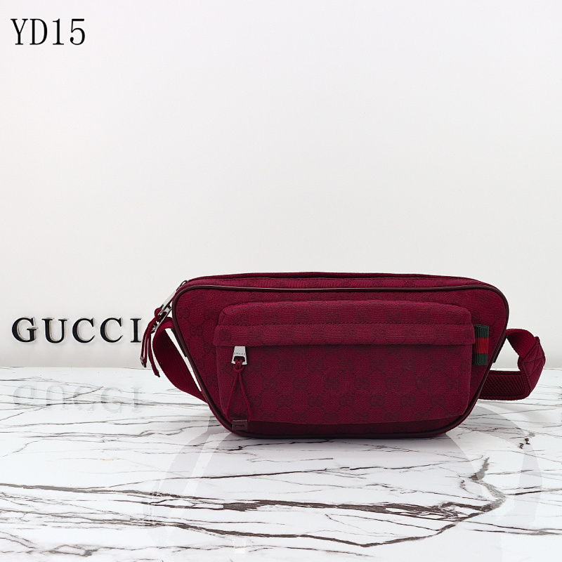 Gucc1 YD15 Belt Bag Red GG Supreme Canvas