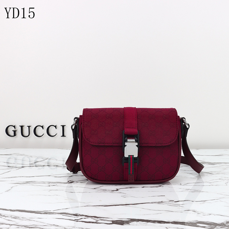 Gucc1 YD15041 Crossbody Bag Red Canvas