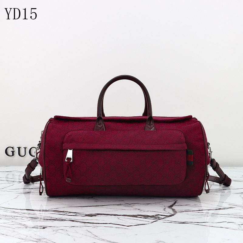 Gucc1 YD15057 Red Duffle Bag with GG Supreme Canvas