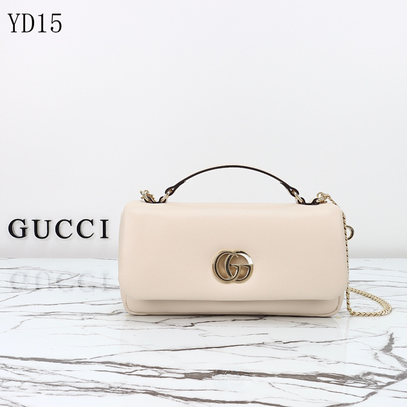 Gucc1 YD15067 White Leather Shoulder Bag