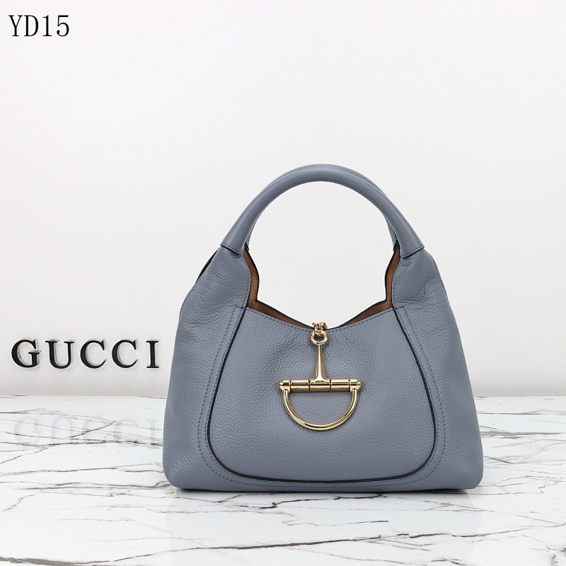 Gucc1 YD15062 Gray Blue Leather Hobo Bag