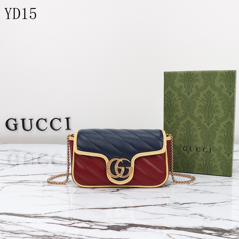 Gucc1 YD15040 Quilted Wallet on Chain