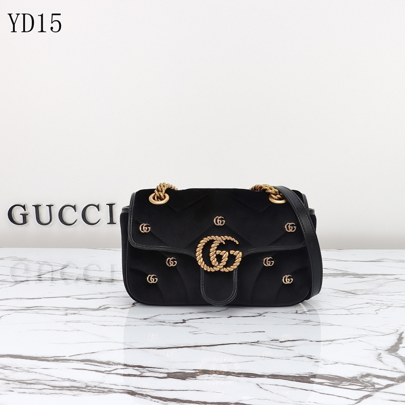 Gucc1 YD15 Marmont Velvet Mini Bag with GG Logo