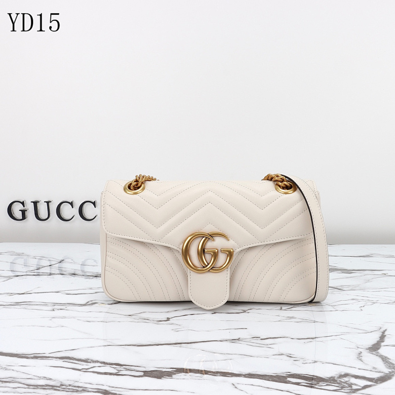 Gucc1 YD15051 Marmont White Quilted Leather Shoulder Bag