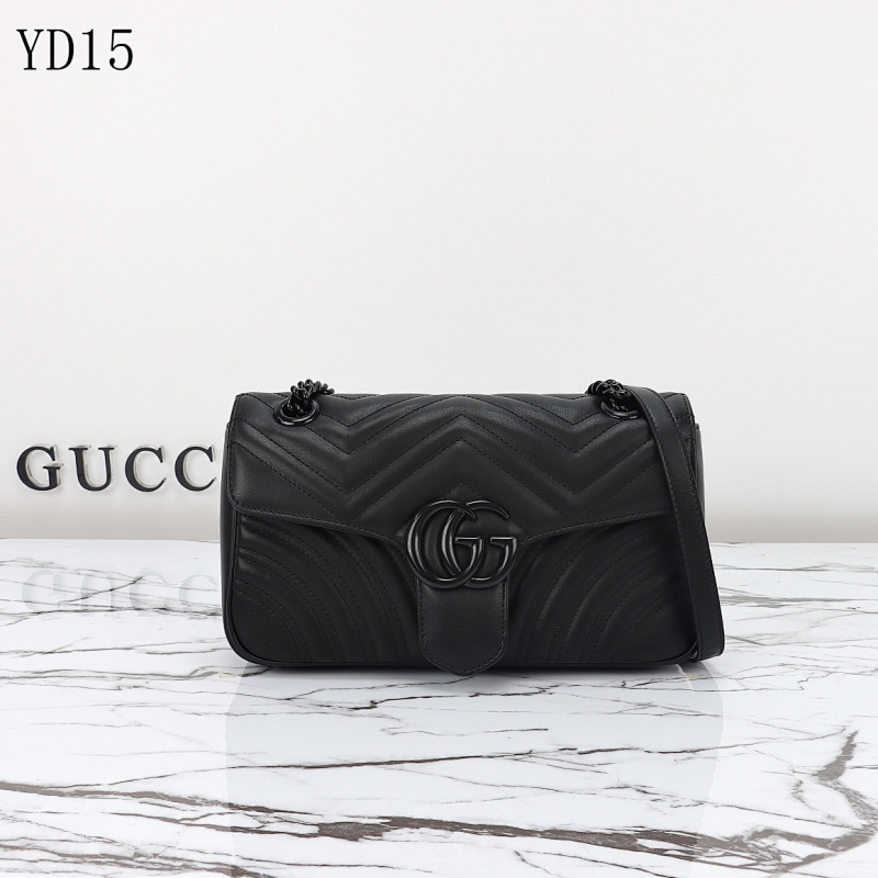 Gucc1 YD15053 Black Quilted Leather Shoulder Bag