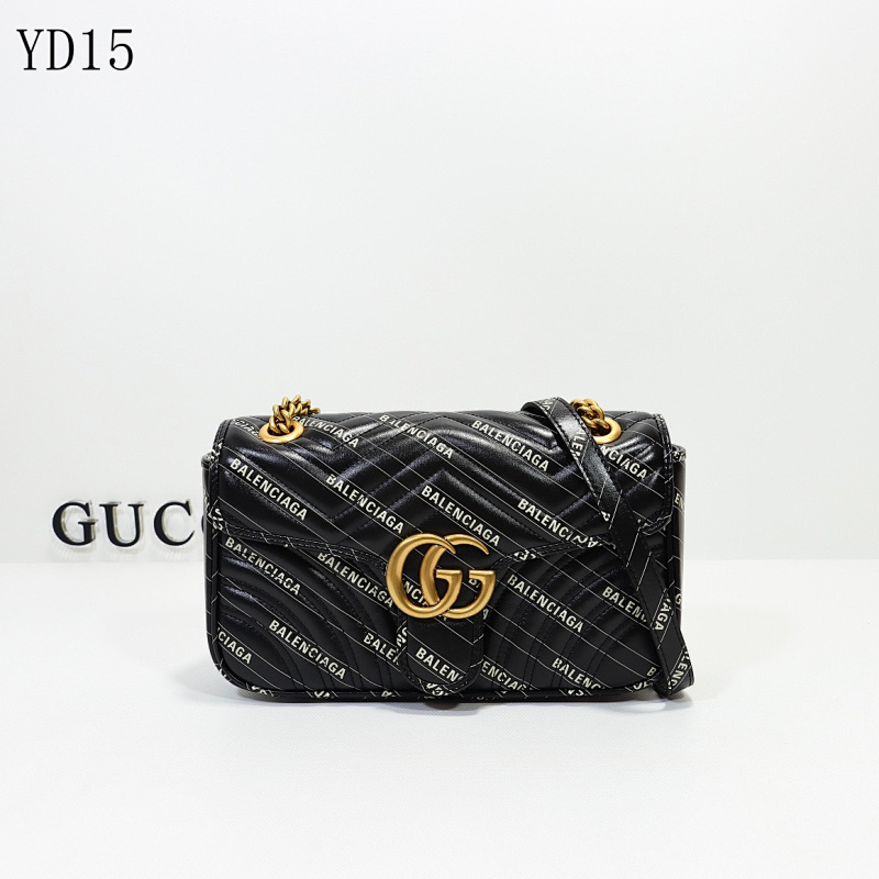 Balensiaga YD15 Quilted Logo Chain Shoulder Bag