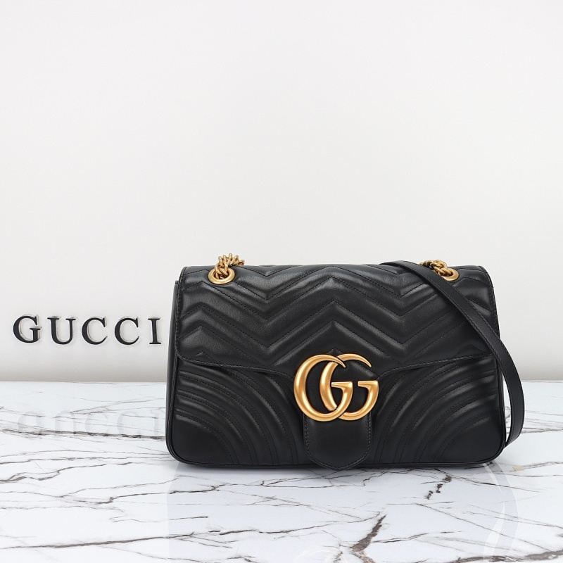 Gucc1 YD15056 Quilted Leather Shoulder Bag