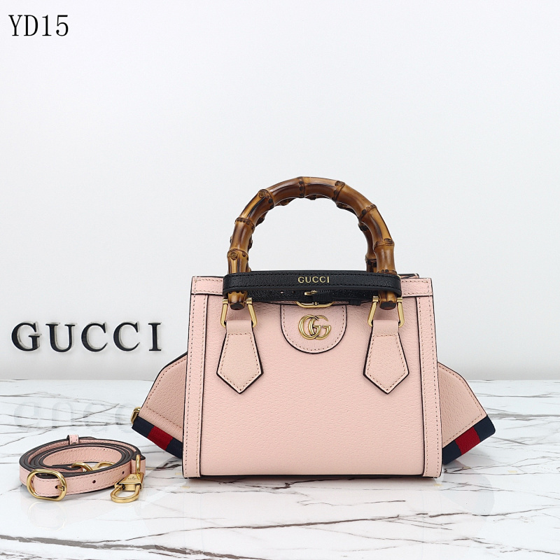 Gucc1 YD15 Bamboo Handle Bag Pink Leather