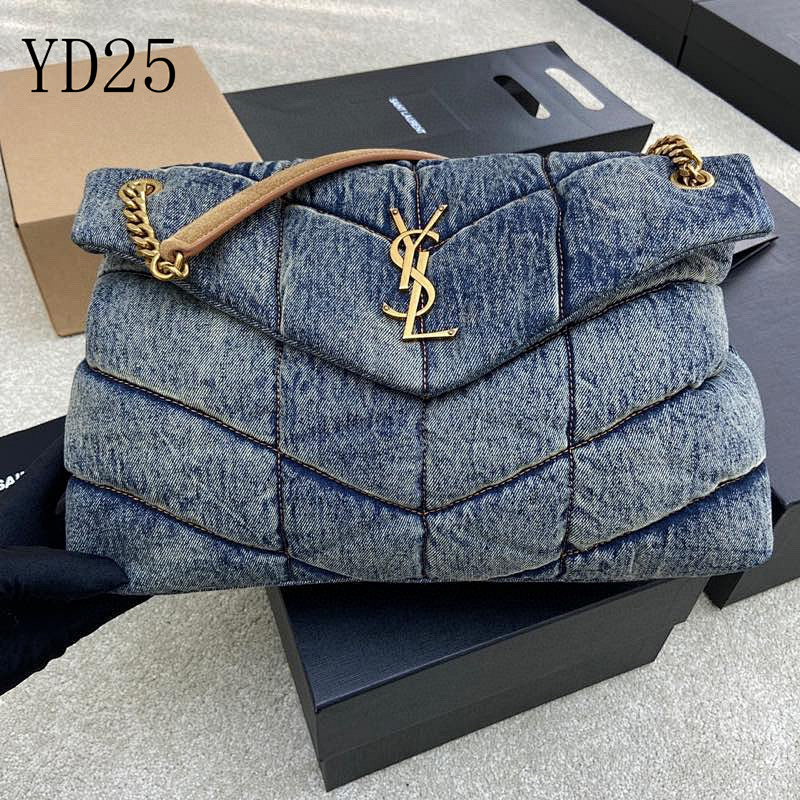 YSL YD25062 Loulou Puffer Denim Shoulder Bag