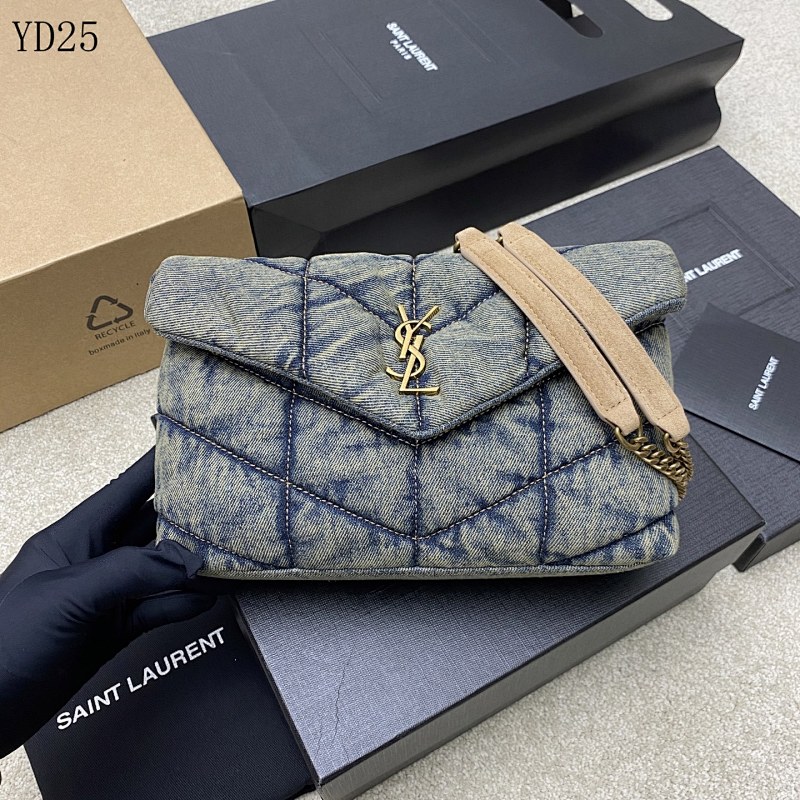 SntLaurent YD25058 Loulou Puffer Denim Quilted Mini Bag
