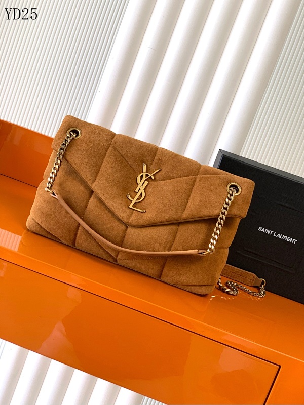 SntLaurent YD25 Loulou Puffer Mini Suede Crossbody Bag