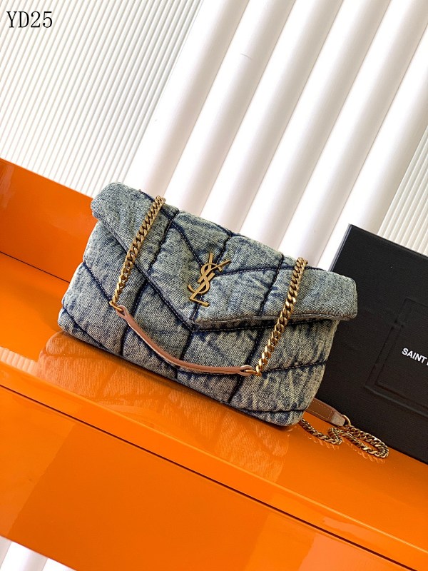 YSL YD25058 Loulou Puffer Denim Quilted Mini Bag