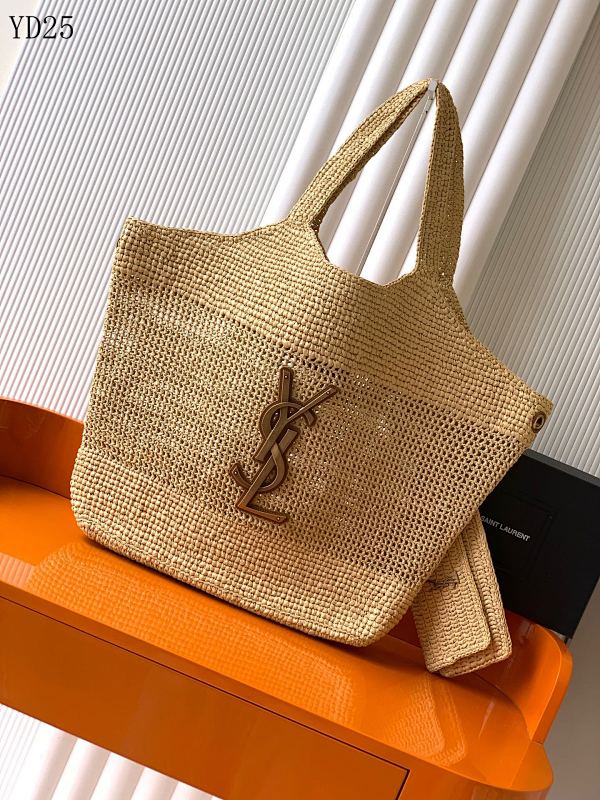 YSL YD25095 Woven Raffia Tote Bag
