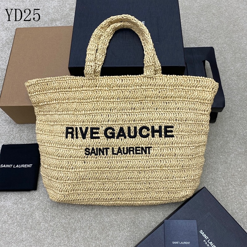 YSL YD25075 Rive Gauche Woven Straw Tote Bag