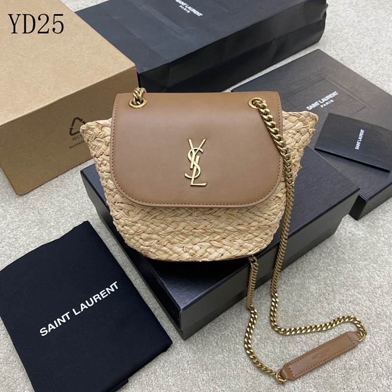 SntLaurent YD25070 Mini Basket Bag with Leather Flap and Chain Strap