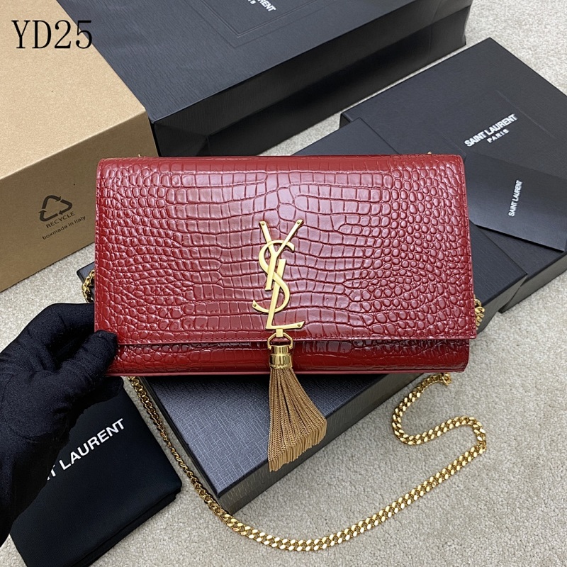 YSL YD25059 Kate Crocodile-Embossed Chain Shoulder Bag