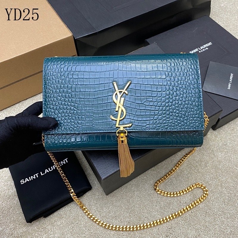 SntLaurent YD25059 Crocodile-Embossed Flap Bag