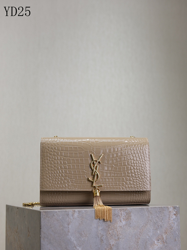 YSL YD25056 Kate 24cm Crocodile-Embossed Flap Bag