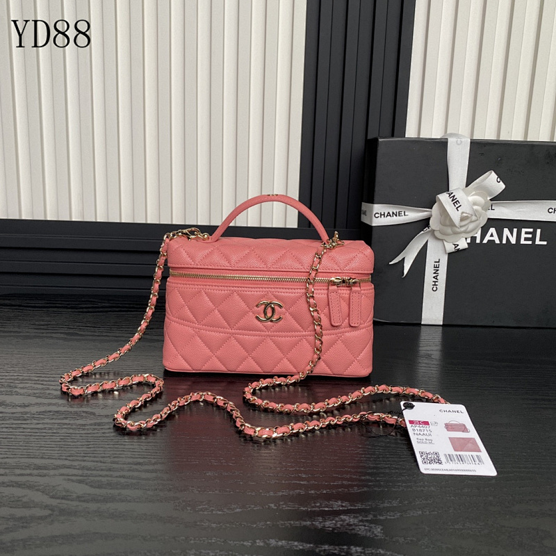 CHANELL YD88078 AP4507 Pink Caviar Leather Wallet on Chain