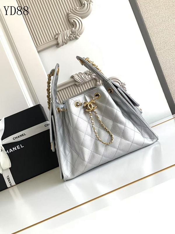 CHANELL YD88078 Quilted Silver Shoulder Bag